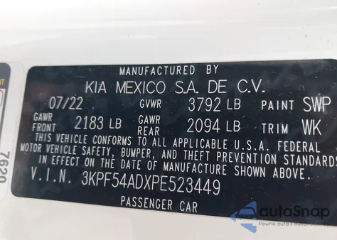 2023 Kia Forte Gt-Line z USA, uszkodzony, nr VIN 3KPF54ADXPE523449